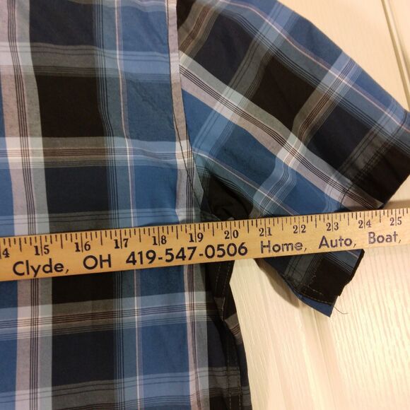 Coevals Club pearl snap shirt mens M Medium blue plaid western short sleeve - Picture 4 of 8